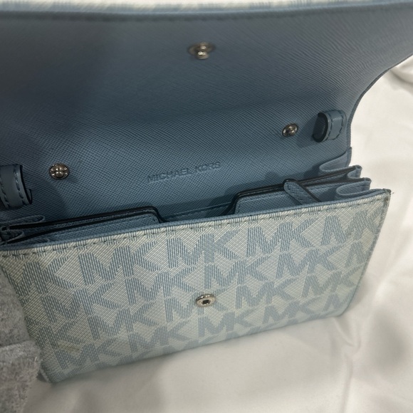 Michael Kors Light Blue Monogram Clutch - Picture 3 of 4